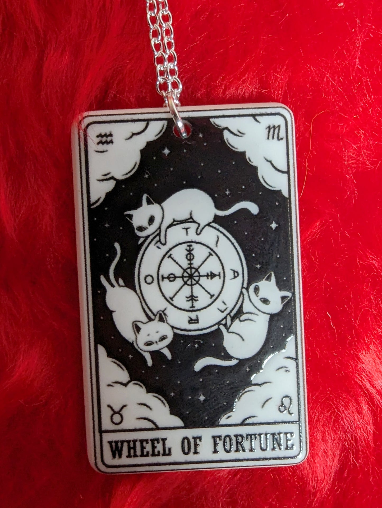 Tarot Card Black Cat Necklace