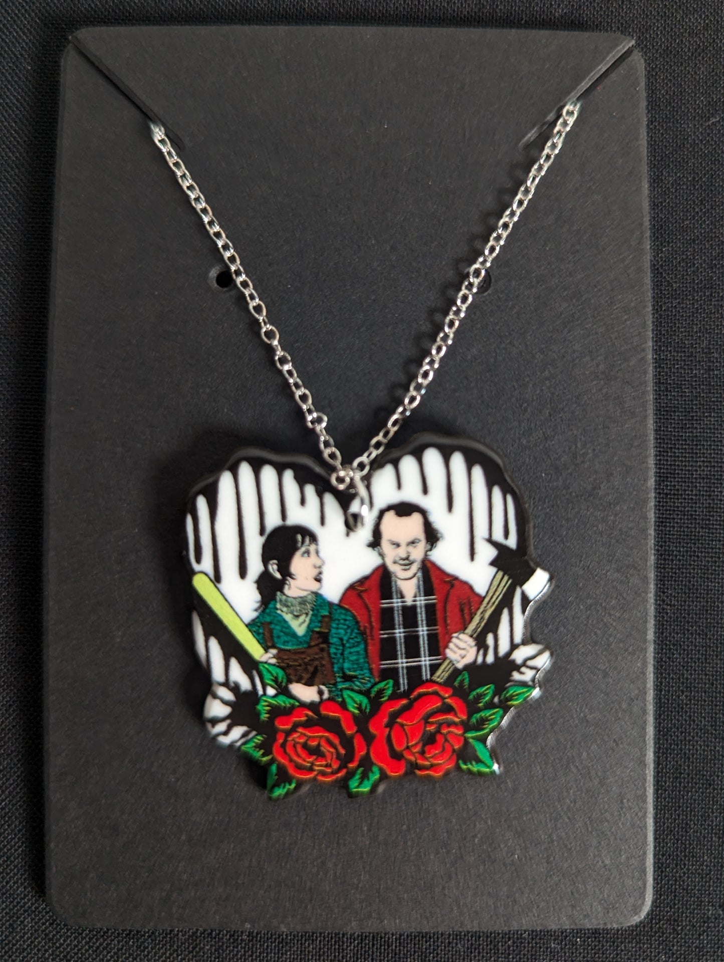 Heart Horror Couple Silver Chain Necklace