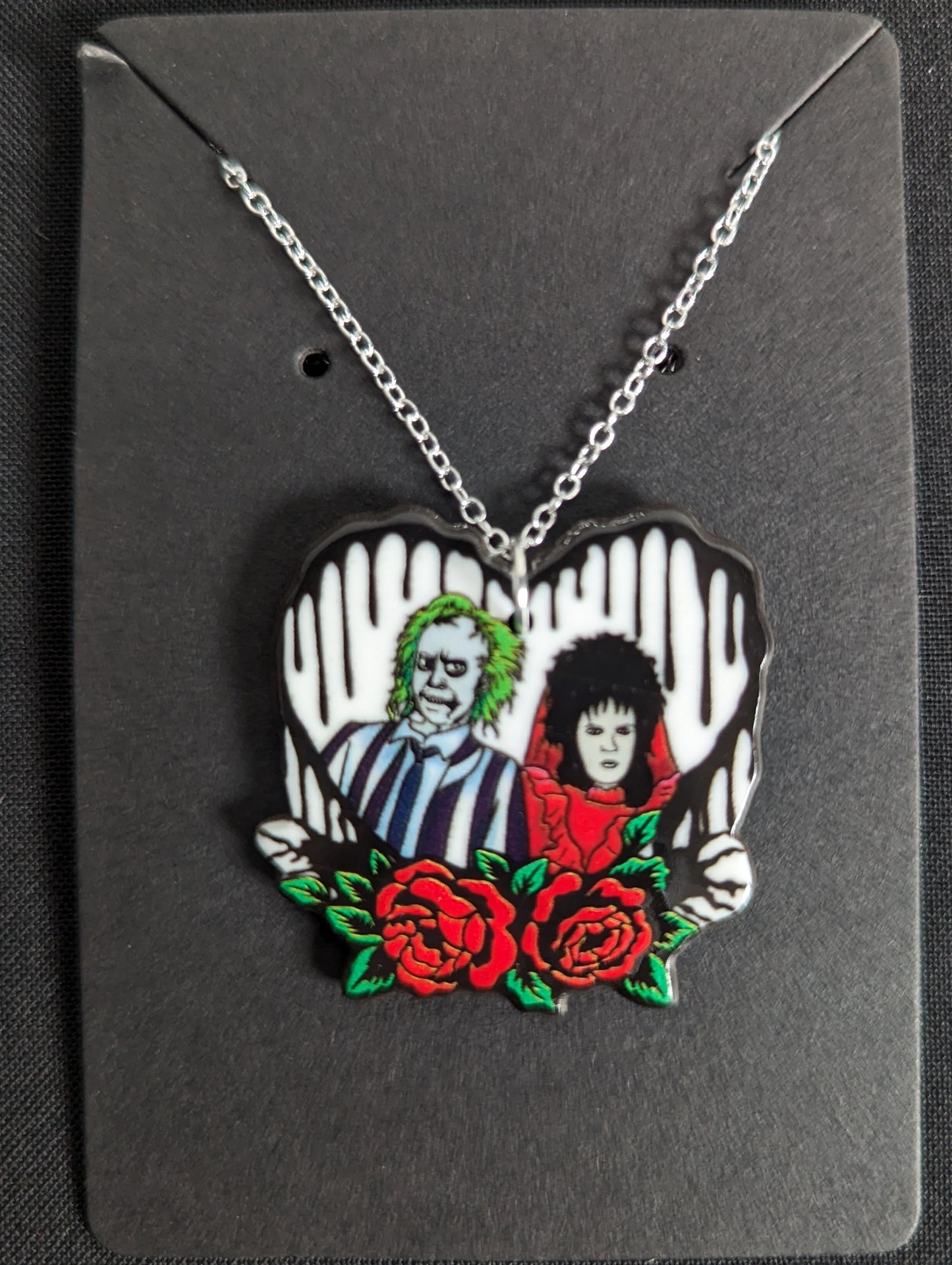 Heart Horror Couple Silver Chain Necklace