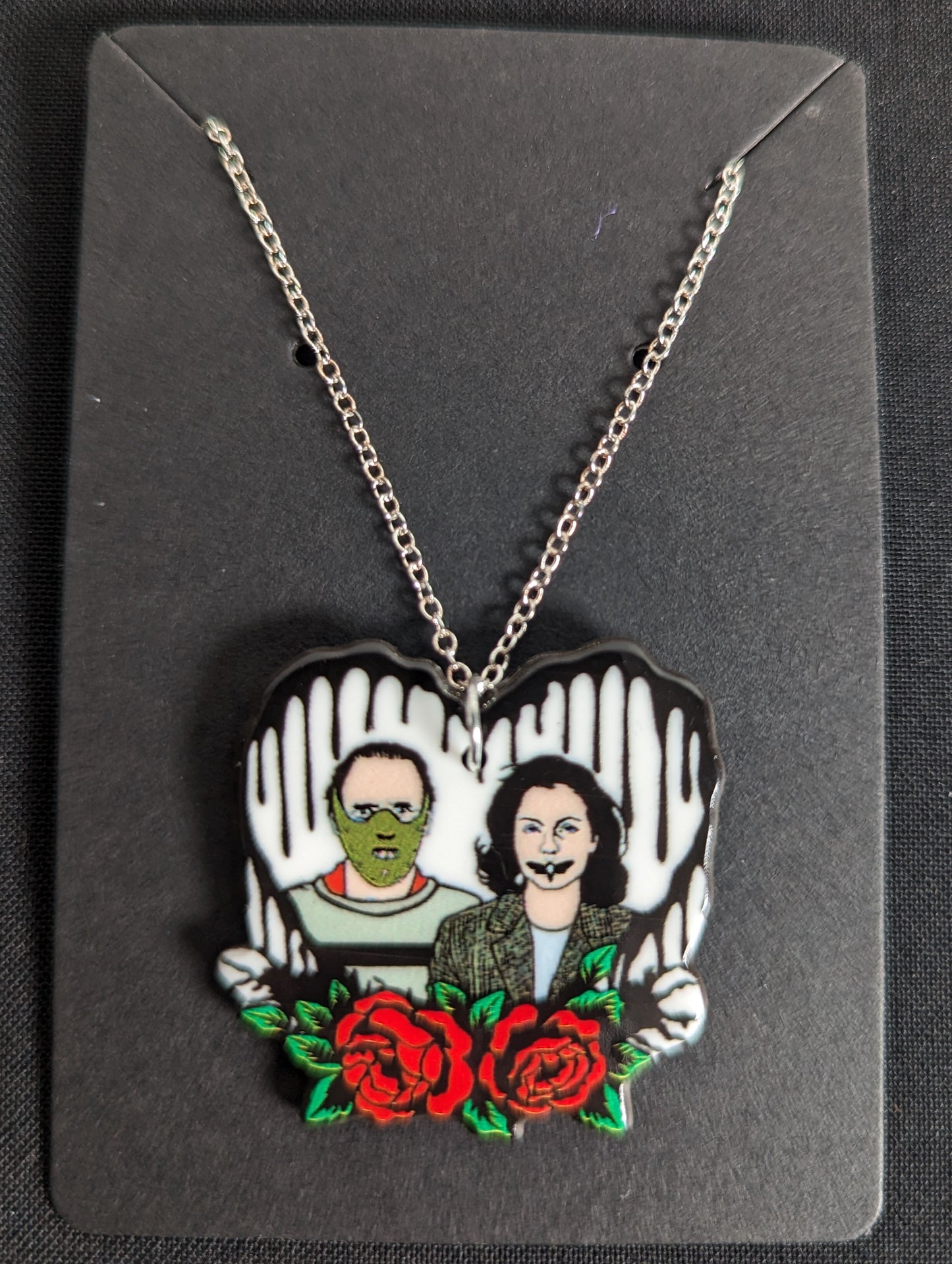 Heart Horror Couple Silver Chain Necklace