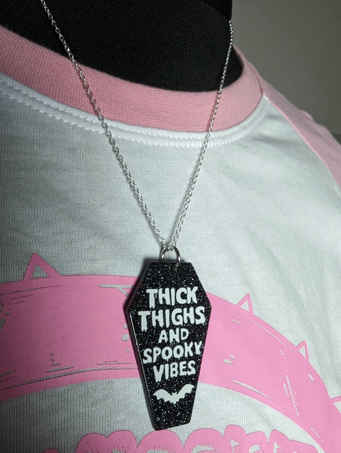 Thick Thighs & Spooky Vibes Silver Necklace