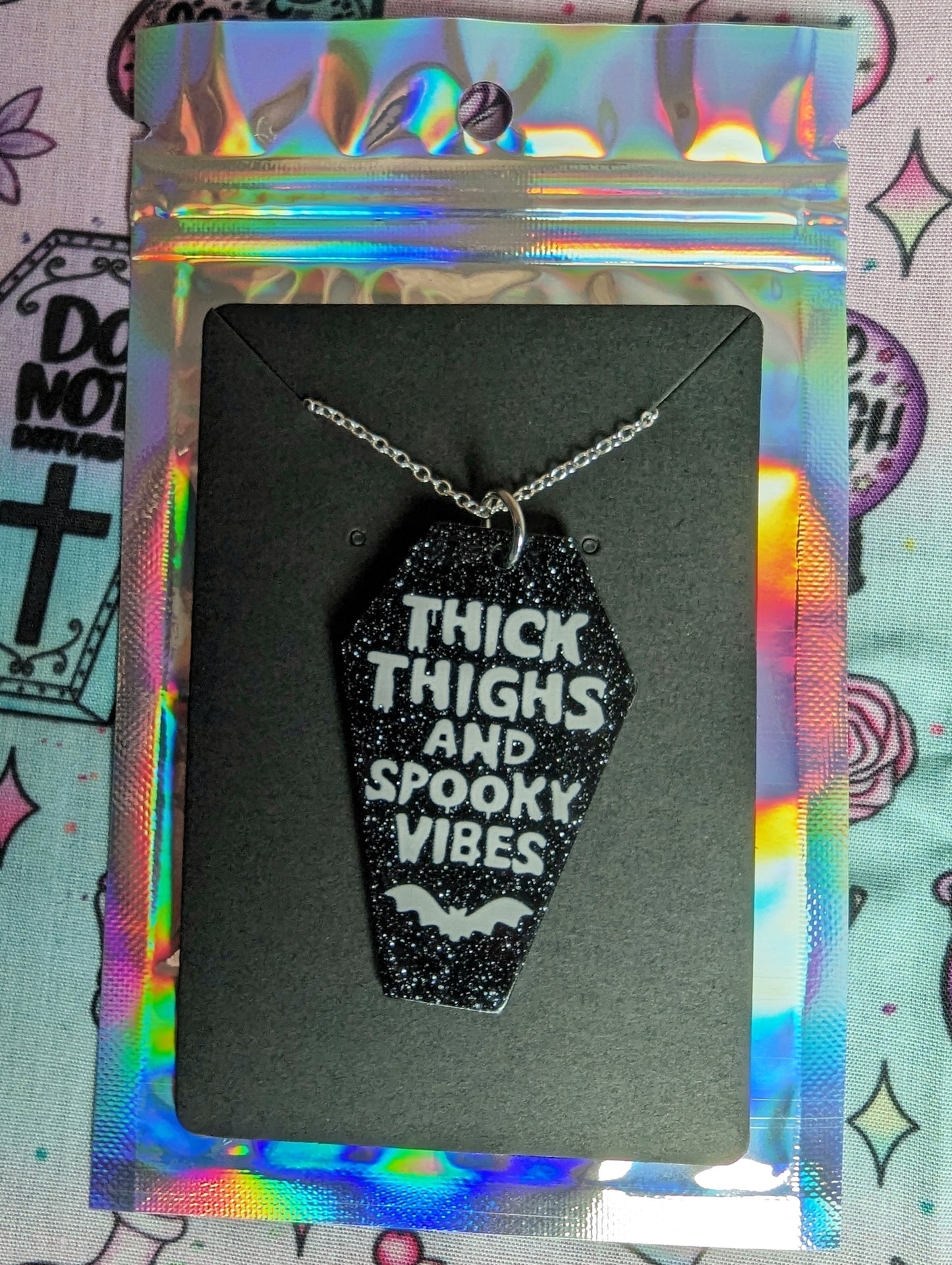 Thick Thighs & Spooky Vibes Silver Necklace