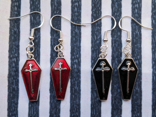 Coffin Cross Earrings