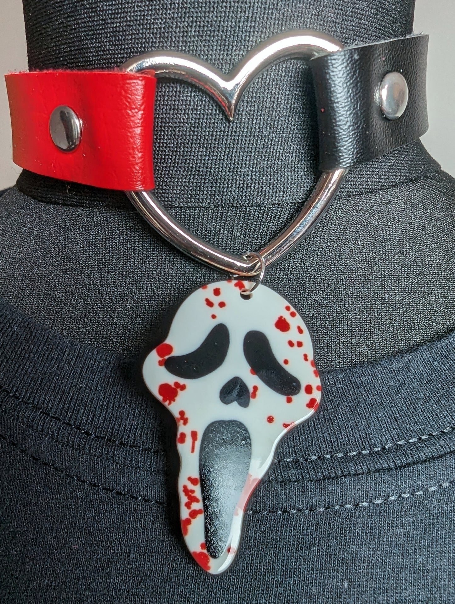 Ghostface Blood Splatter Heart choker