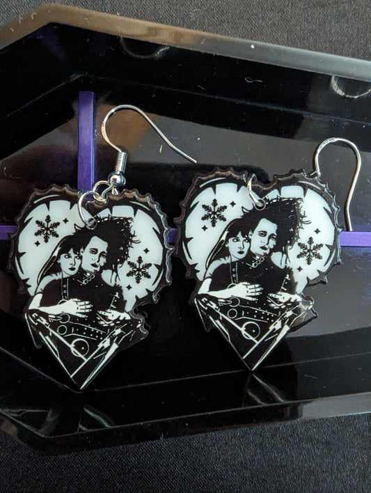 Edward Scissorhands Heart Earrings