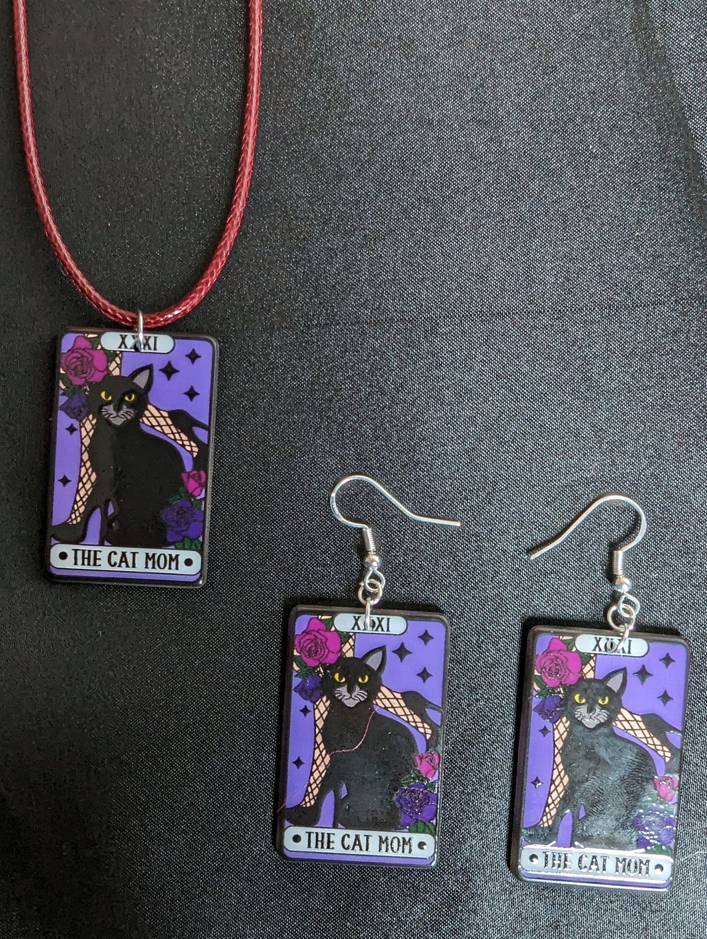 Cat Mom Tarot Cord Necklace