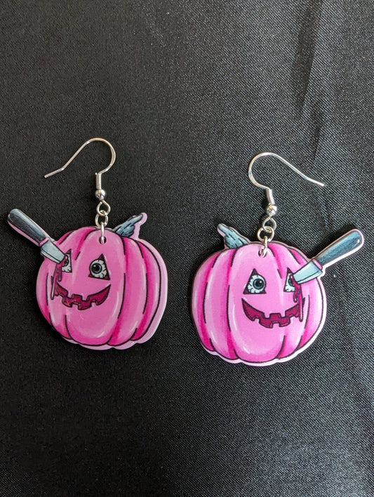 Pink Pumpkin Knife Earrings