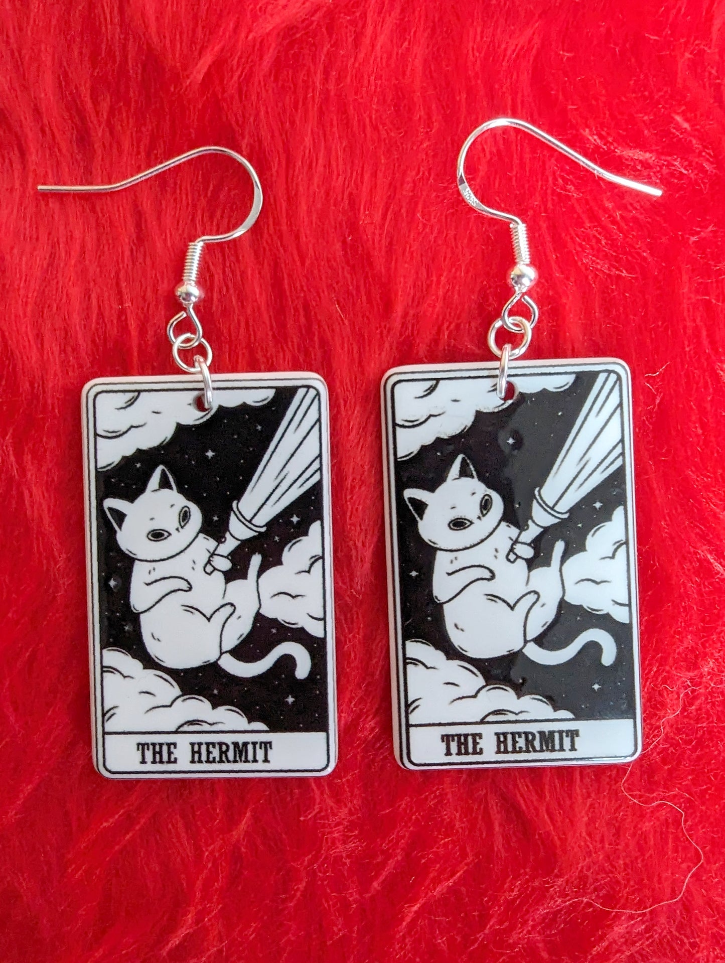 Tarot Card Black Cat Earrings