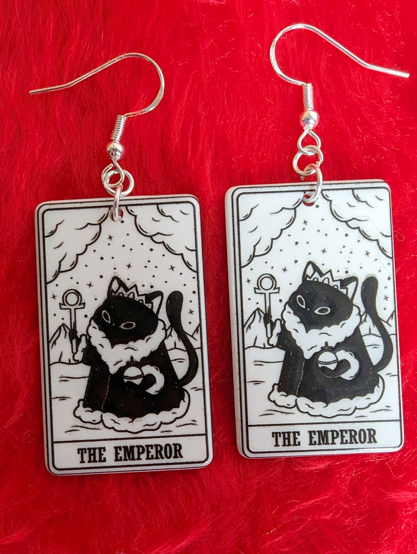 Tarot Card Black Cat Earrings