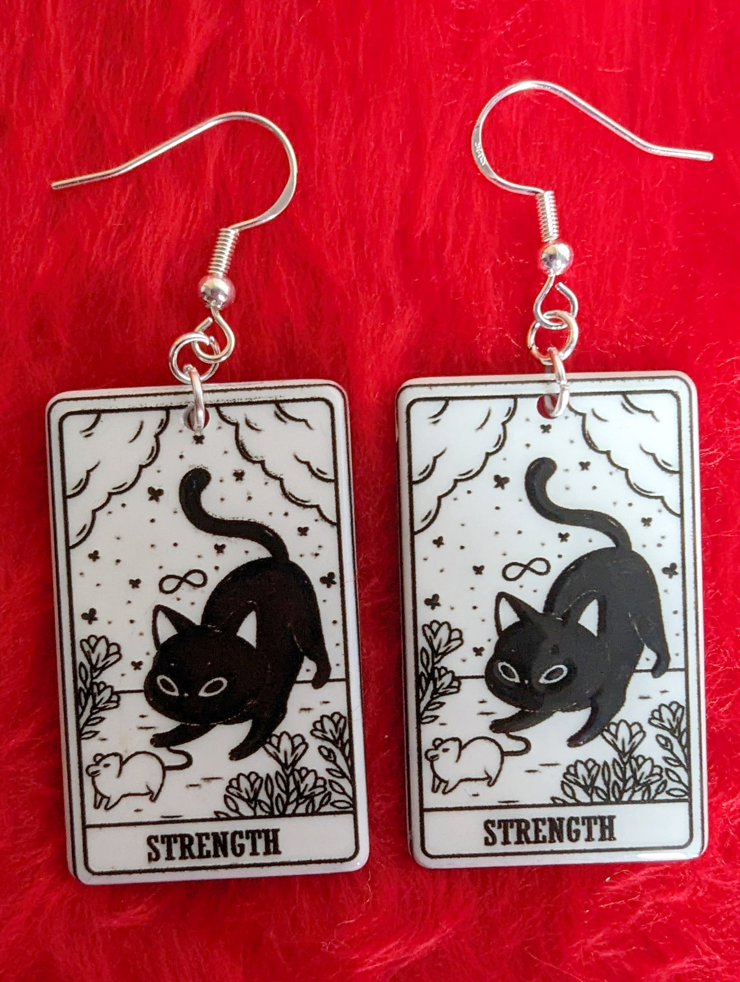 Tarot Card Black Cat Earrings