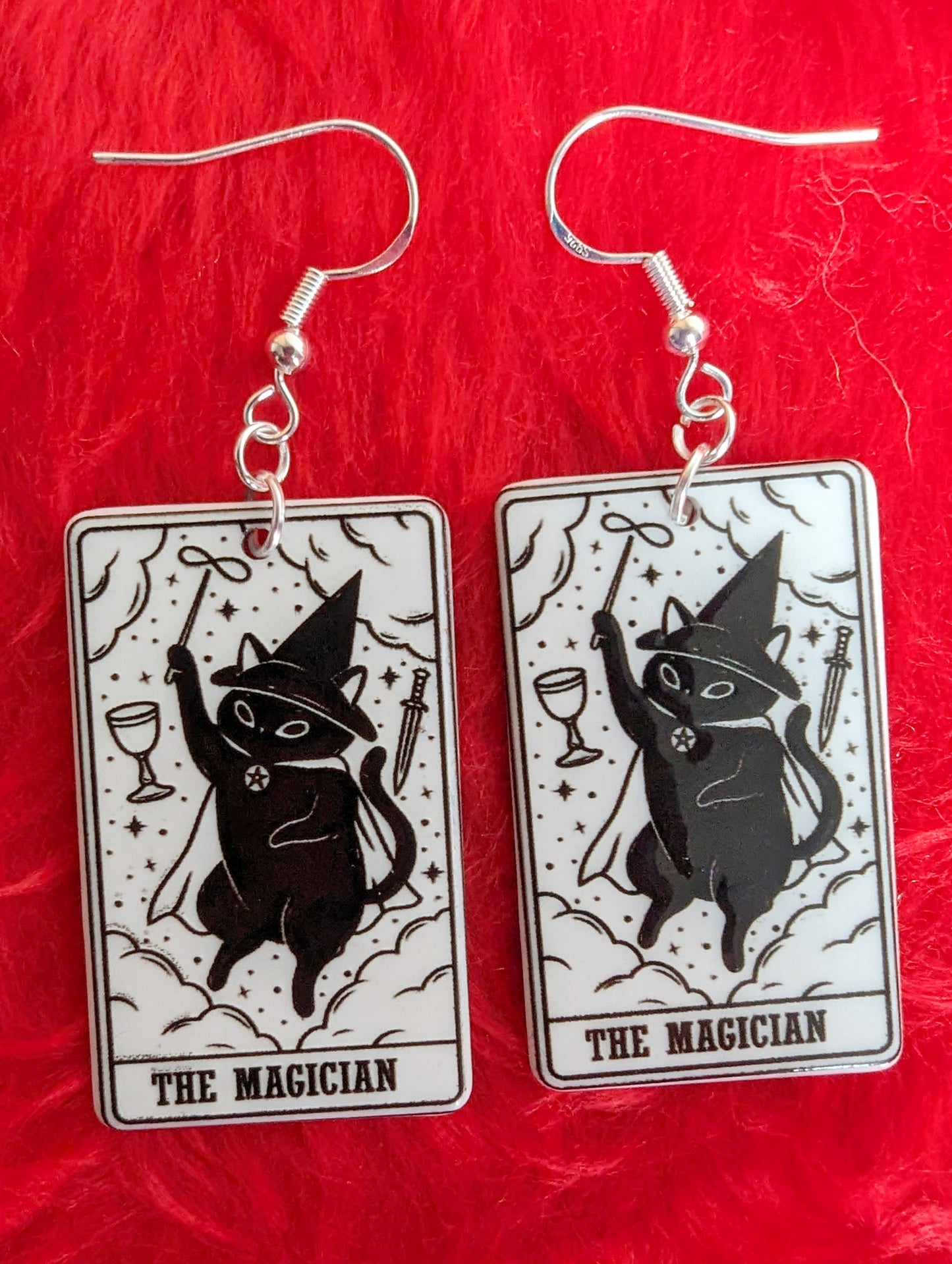 Tarot Card Black Cat Earrings