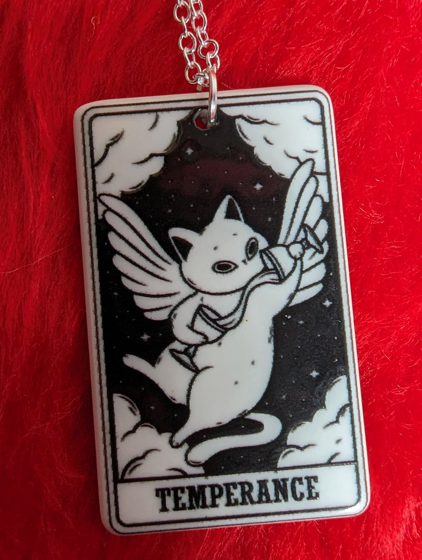 Tarot Card Black Cat Necklace