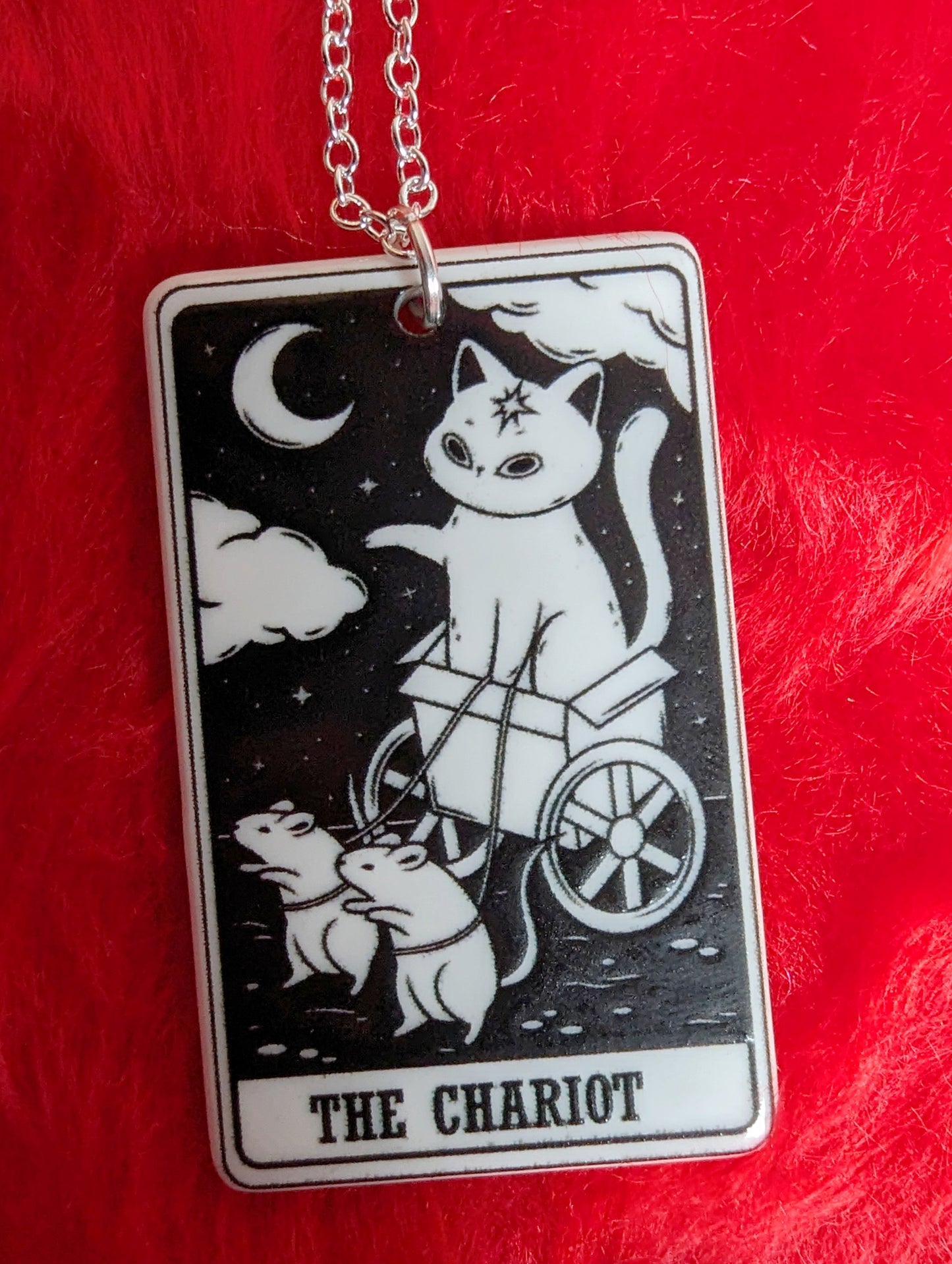 Tarot Card Black Cat Necklace