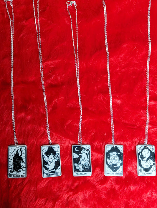 Tarot Card Black Cat Necklace