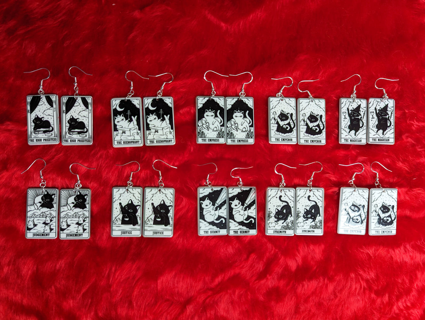 Tarot Card Black Cat Earrings