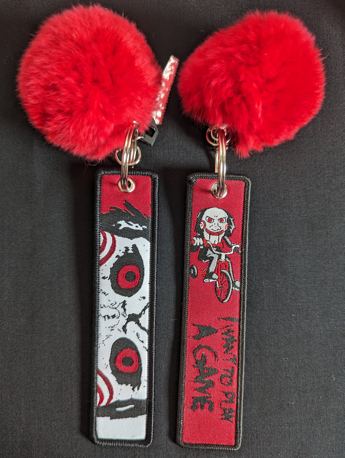 Saw Red Pom Pom Keychain