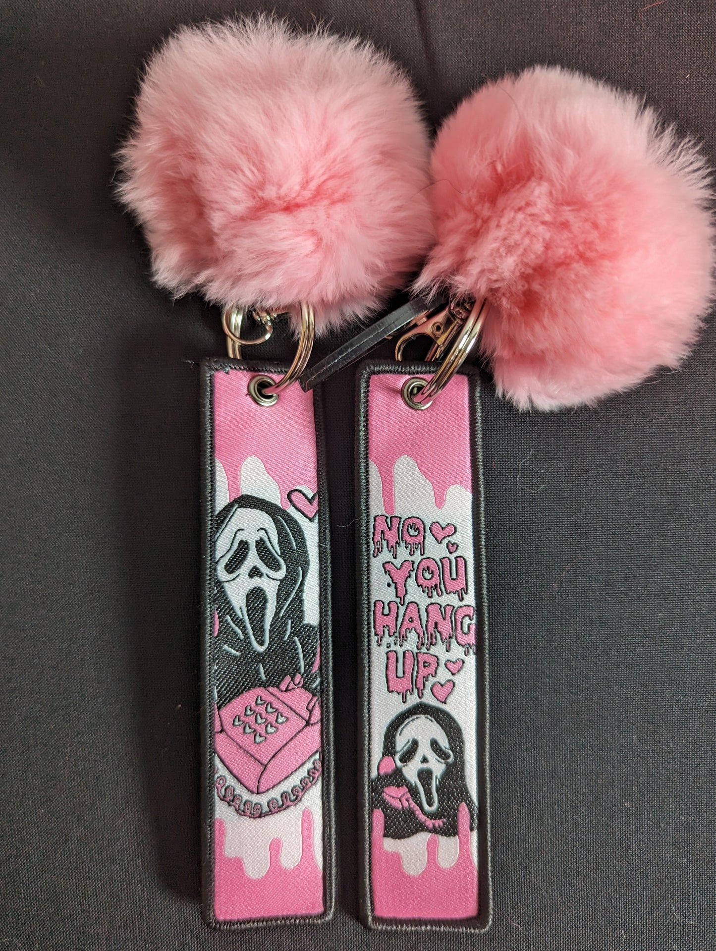 Ghostface Pink Pom pom Keychain