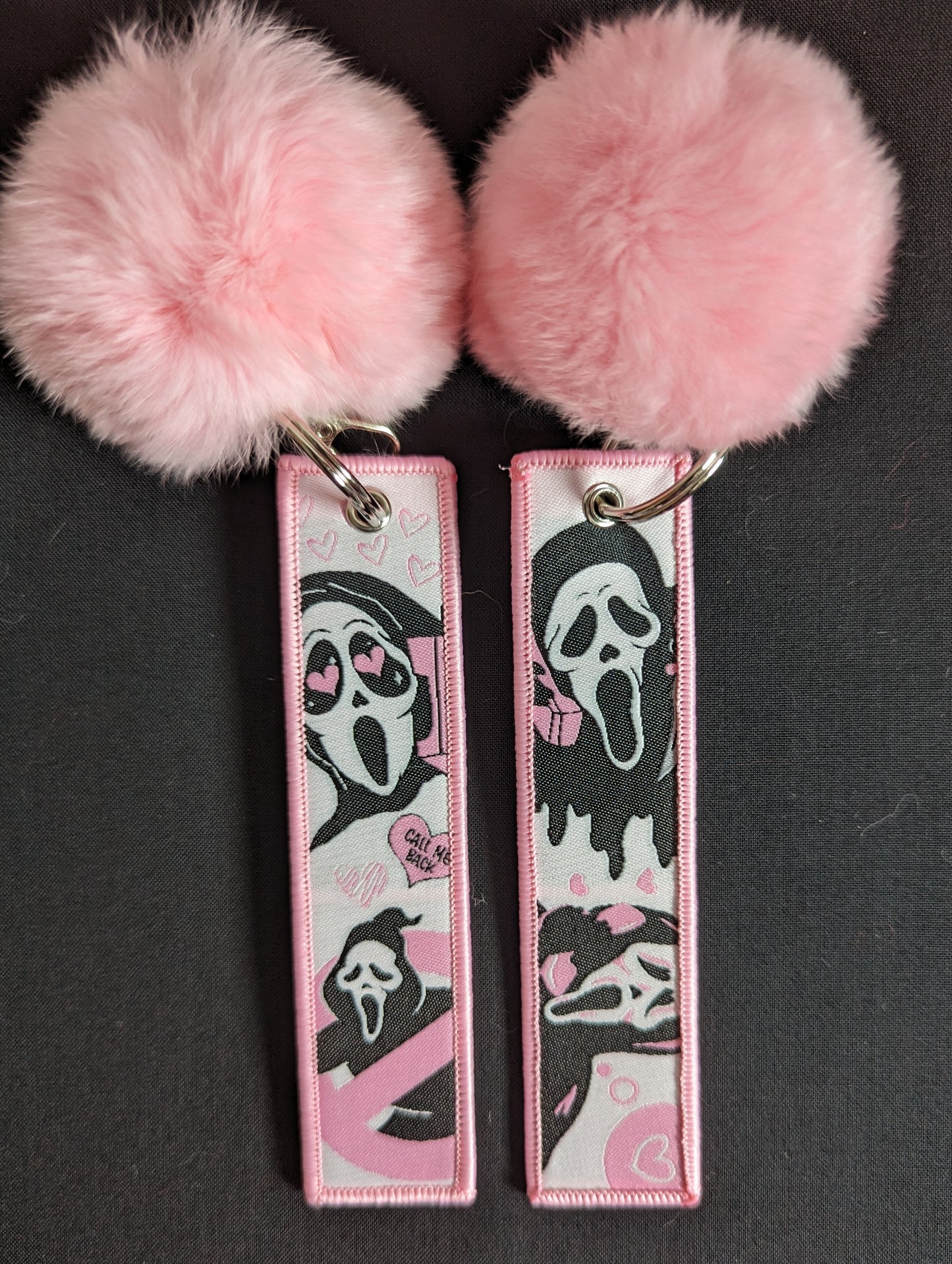 Ghostface Pink Pom pom Keychain