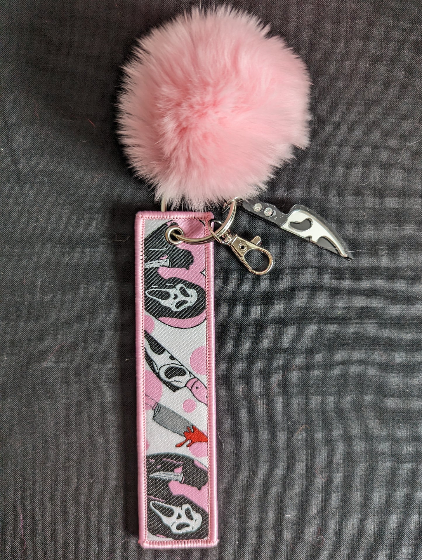 Ghostface Pink Pom pom Keychain