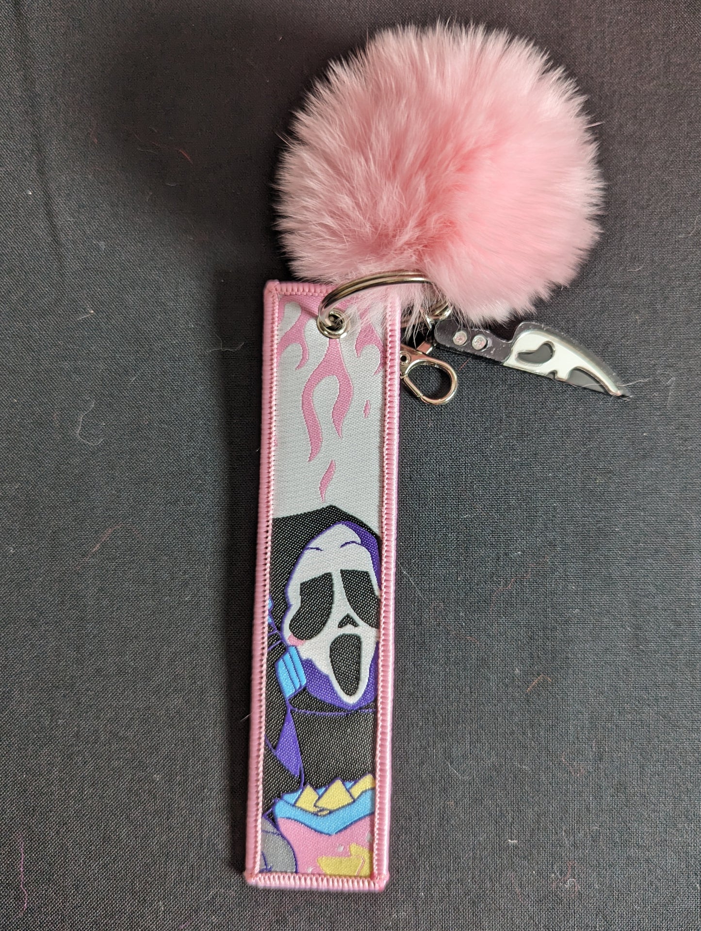 Ghostface Pink Pom pom Keychain