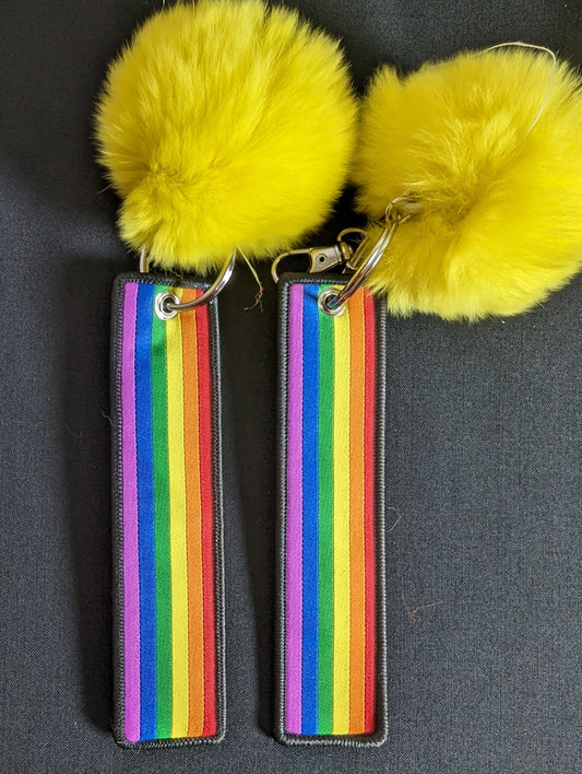 Pride Flag Pom Pom Keychain