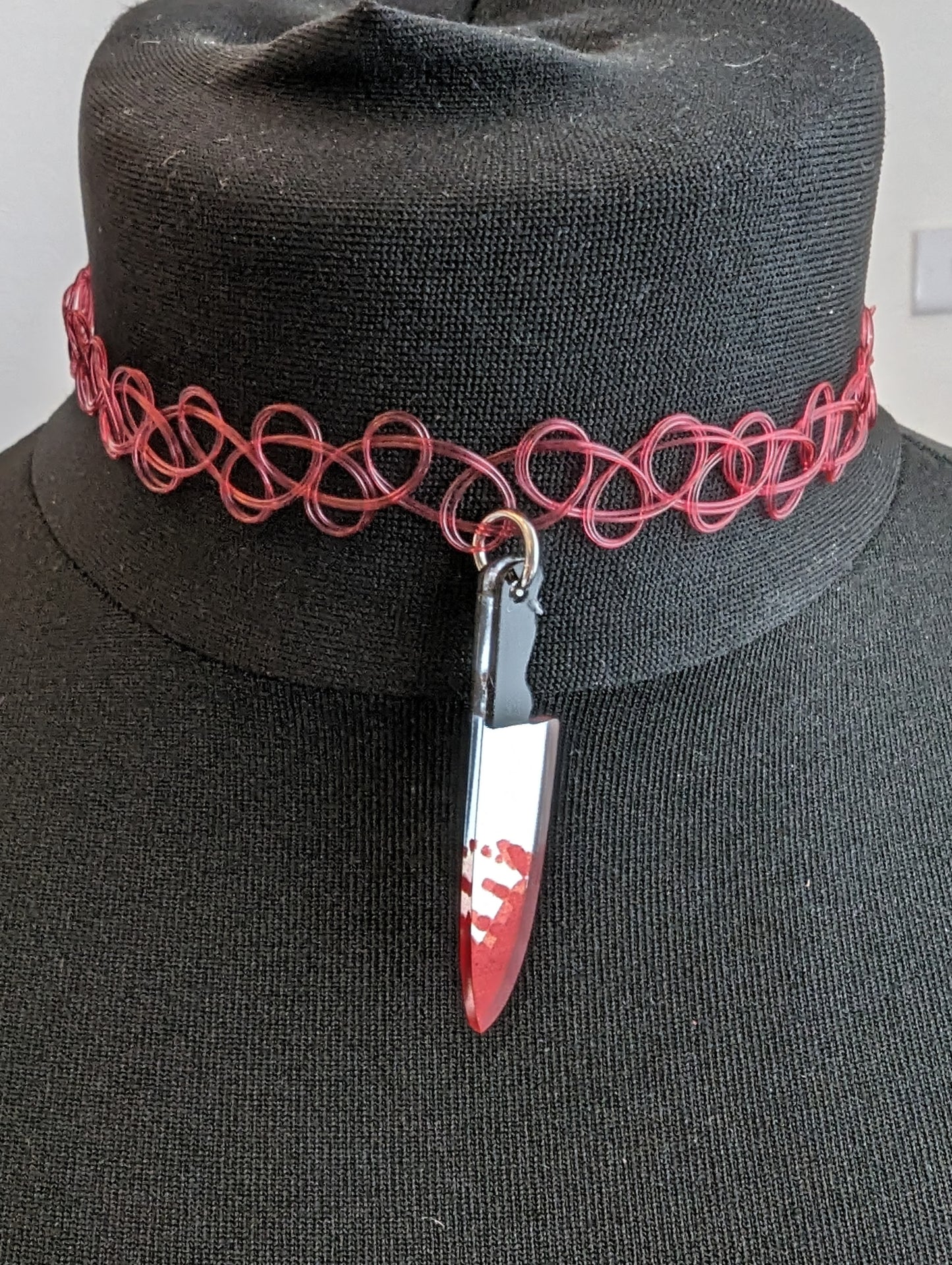 Knife Red Tattoo Choker