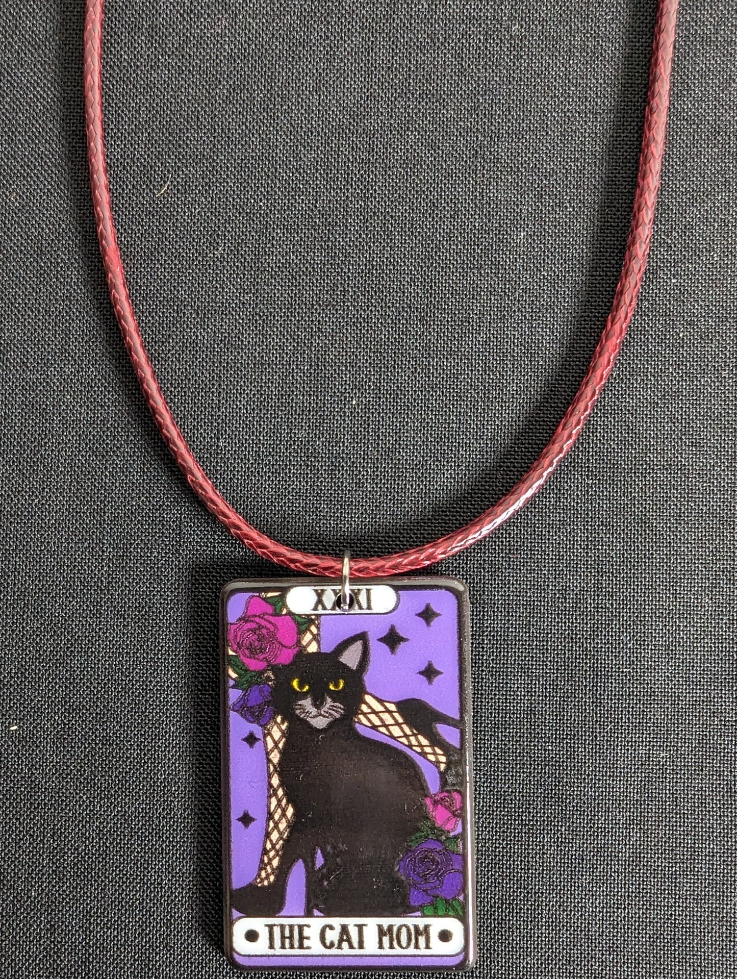 Cat Mom Tarot Cord Necklace