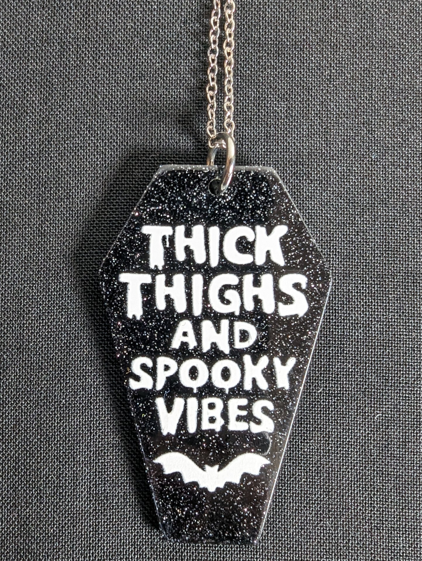 Thick Thighs & Spooky Vibes Silver Necklace