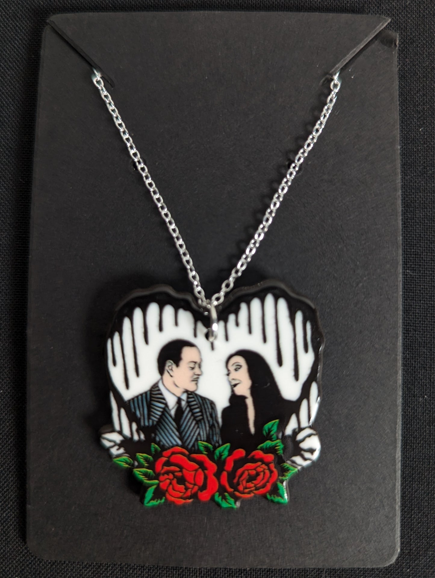 Heart Horror Couple Silver Chain Necklace