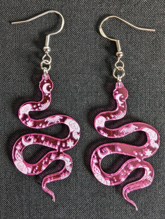 Pink Snake Earrings