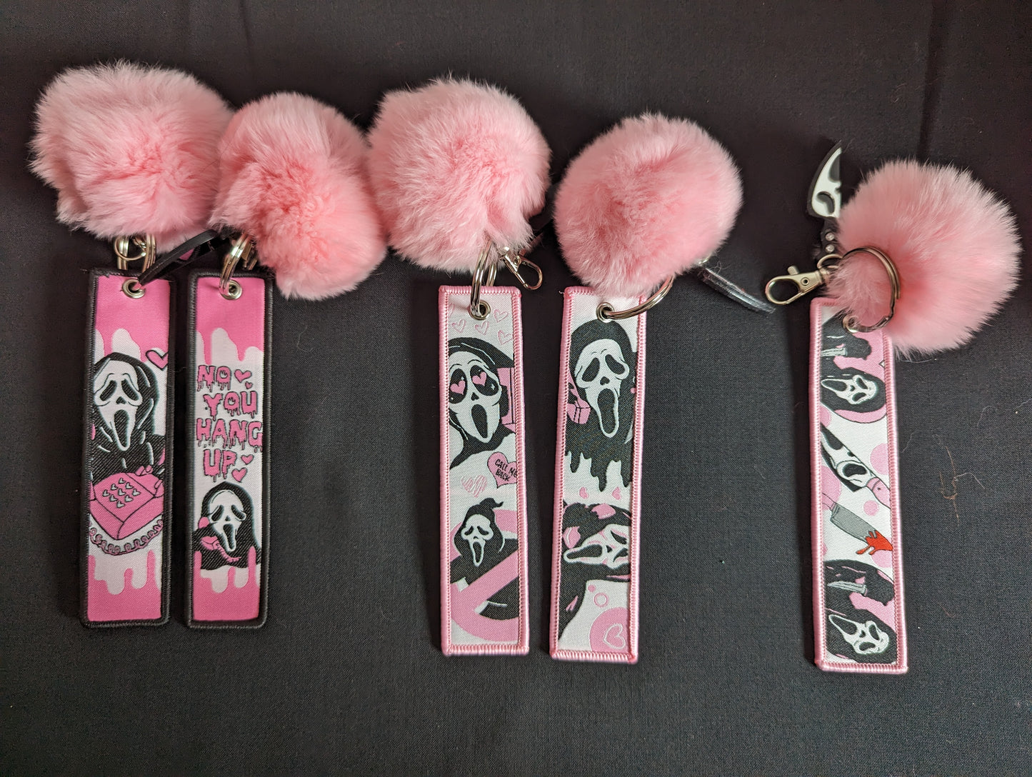 Ghostface Pink Pom pom Keychain