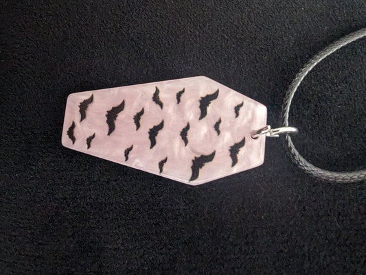 Pink Coffin Bat Cord Necklace