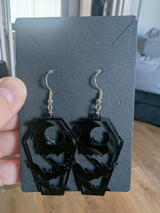 Bat Coffin Earrings