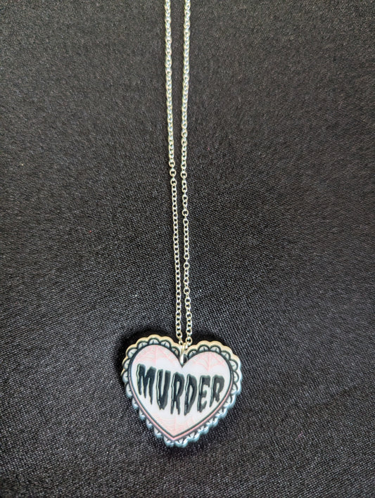 Murder Silver Chain Necklace