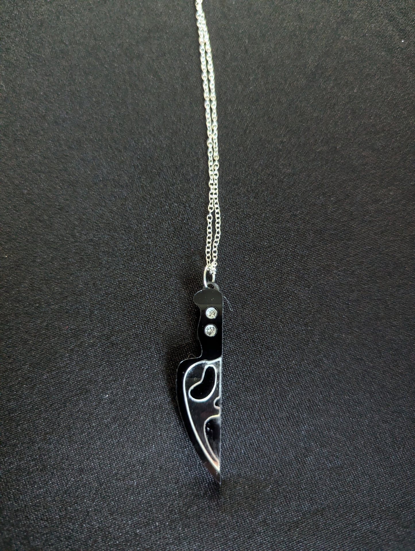 Ghostface Knife Silver Chain Necklace