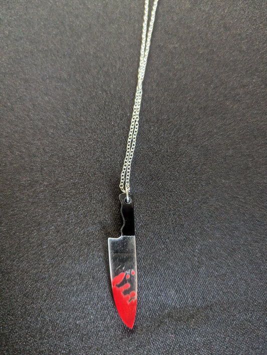 Bloody Knife Silver Chain Necklace