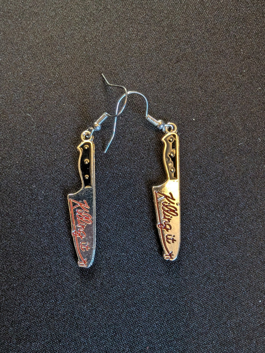 Killing It Silver Knife Earrings